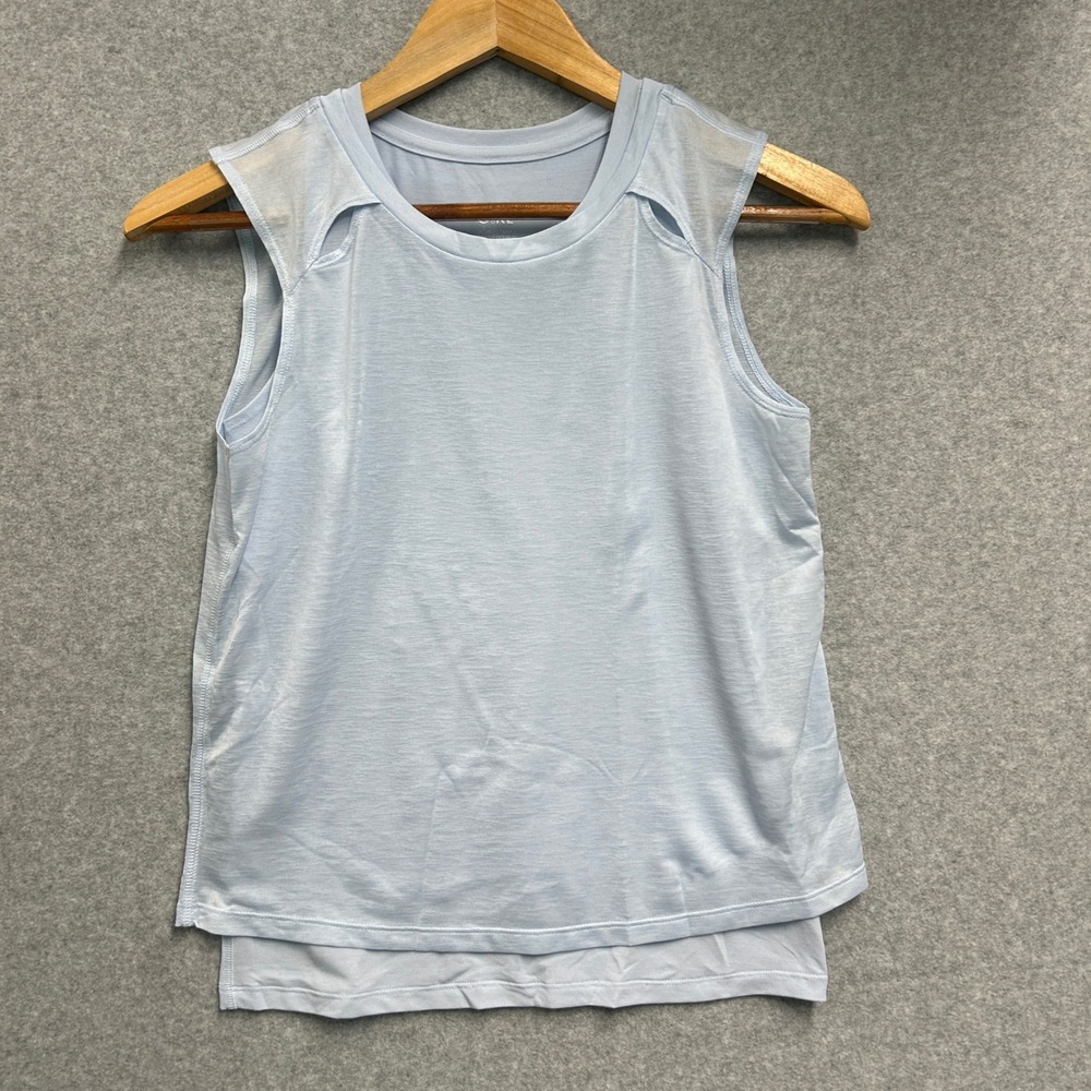Athleta Girl Doubles Tank Light Blue Layered Keyhole Back Kids Girls Size XL 14